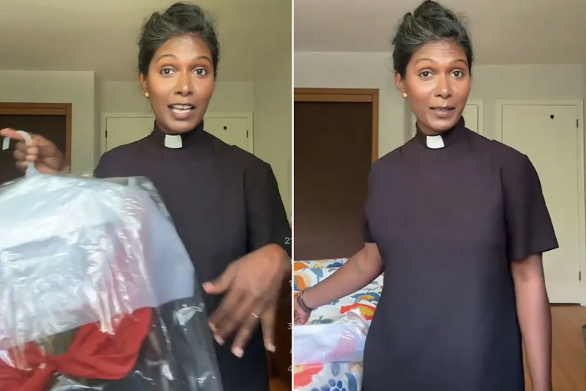 Sacerdote tiene una interacción incómoda con la mujer mientras recoge un bikini del sastre. Su respuesta se vuelve viral (exclusiva)